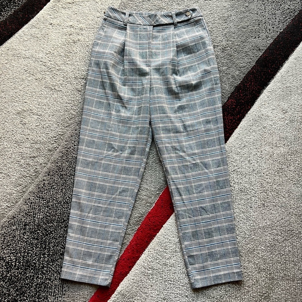 Topshop Plaid High Waisted Slim Fit Pants